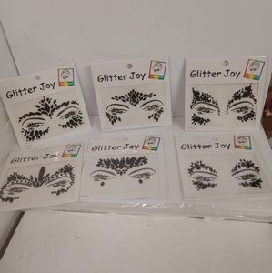 6 pks Glitter Joy Face Gem Jewels  Mask Black Rhinestones NEW